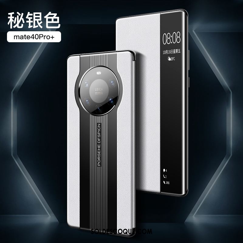 Coque Huawei Mate 40 Pro+ Téléphone Portable Protection Luxe Étui En Cuir Cuir Véritable Pas Cher