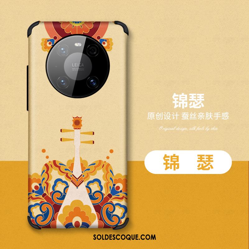 Coque Huawei Mate 40 Pro Vintage Style Chinois Fluide Doux Jaune Très Mince Pas Cher