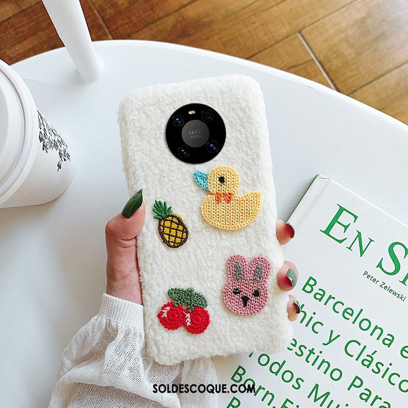 Coque Huawei Mate 40 Protection Téléphone Portable Incassable Peluche Blanc Soldes