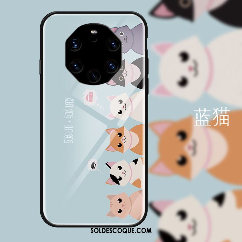 Coque Huawei Mate 40 Rs Dessin Animé Rose Tendance Verre Chat Housse Soldes