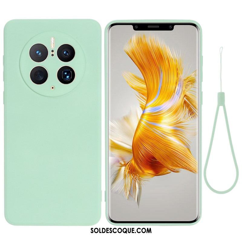 Coque Huawei Mate 50 Pro Silicone Liquide avec Lanière