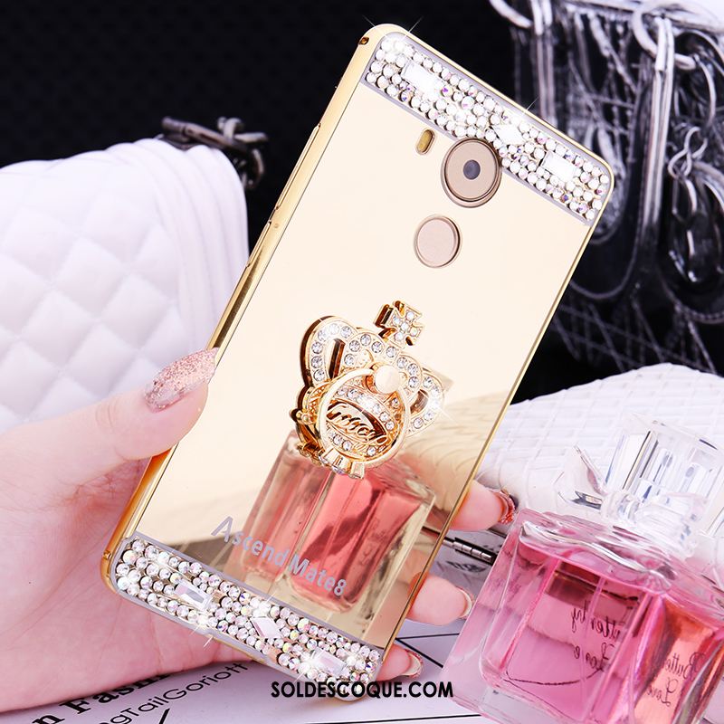 Coque Huawei Mate 8 Métal Incruster Strass Transparent Téléphone Portable Couvercle Arrière Pas Cher