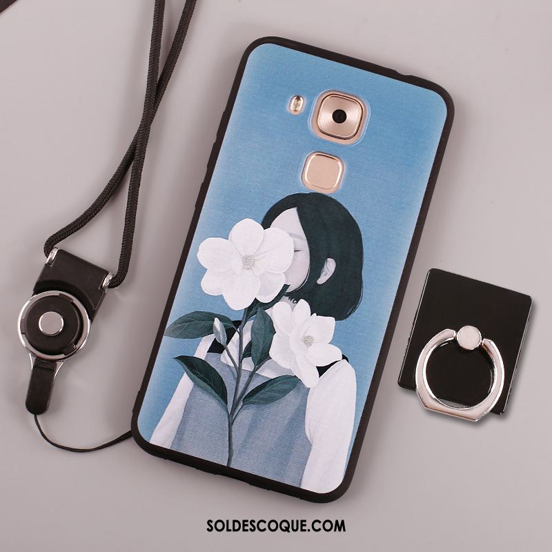 Coque Huawei Mate 8 Silicone Anneau Strass Support Bleu En Vente