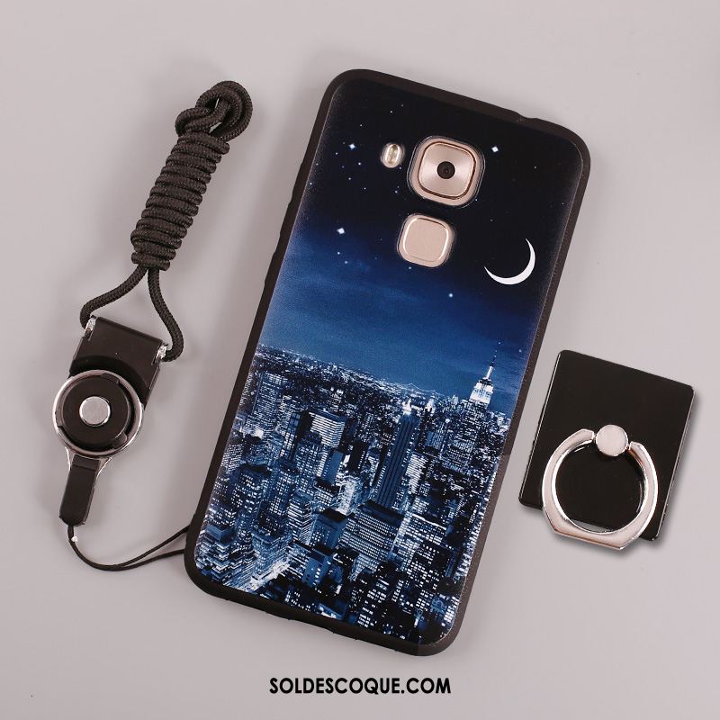 Coque Huawei Mate 8 Silicone Anneau Strass Support Bleu En Vente