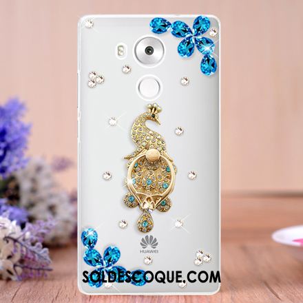 Coque Huawei Mate 8 Strass Bleu Anneau Ornements Suspendus Protection Pas Cher