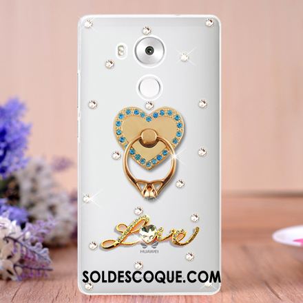 Coque Huawei Mate 8 Strass Bleu Anneau Ornements Suspendus Protection Pas Cher