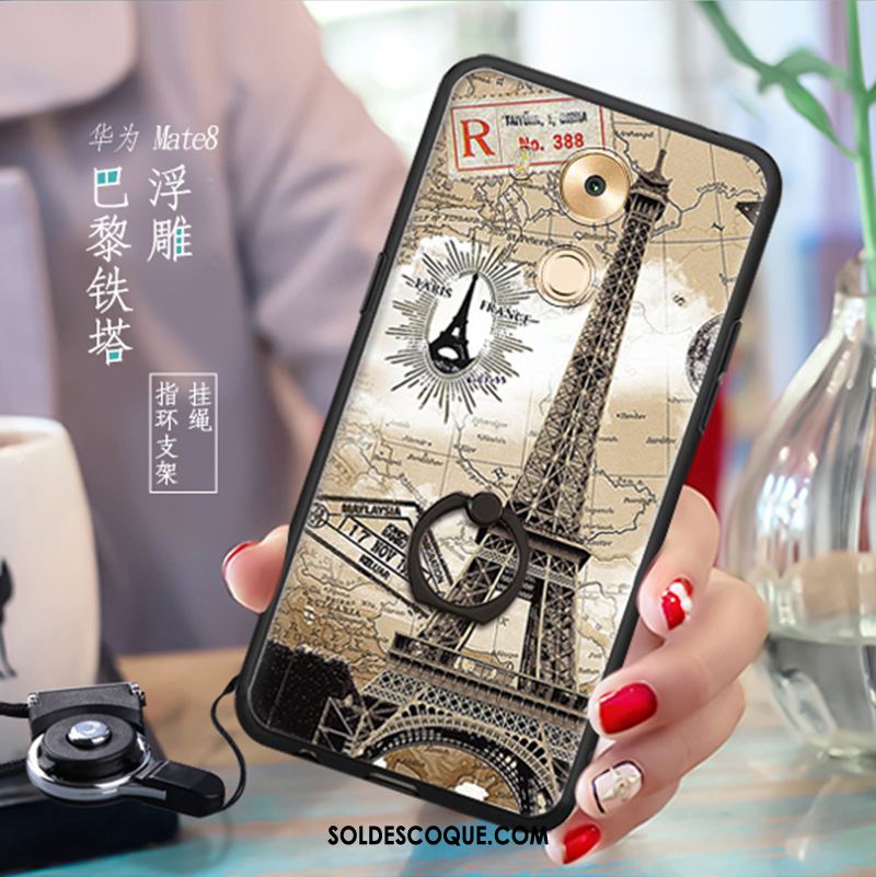 Coque Huawei Mate 8 Tout Compris Gaufrage Cou Suspendu Incassable Noir Housse Pas Cher