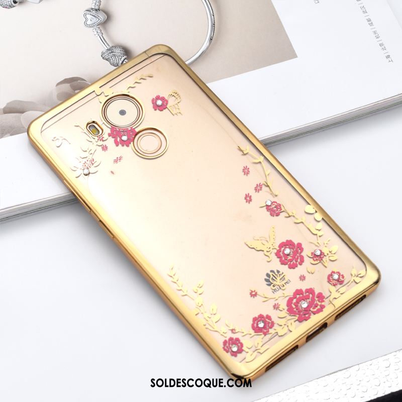 Coque Huawei Mate 8 Téléphone Portable Or Rose Étui Strass Placage Pas Cher