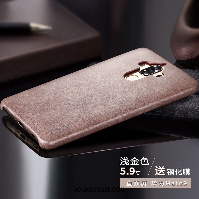 Coque Huawei Mate 9 Business Marron Étui En Cuir Protection Incassable Pas Cher