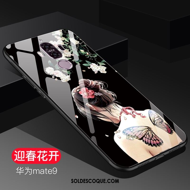 Coque Huawei Mate 9 Difficile Verre Trempé Téléphone Portable Incassable Noir Housse Soldes