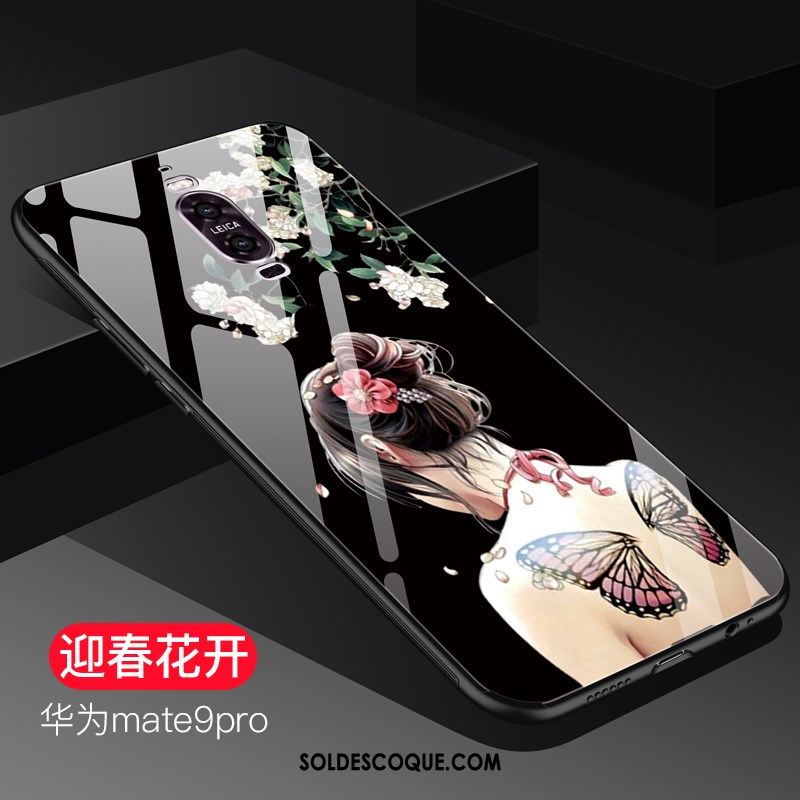Coque Huawei Mate 9 Difficile Verre Trempé Téléphone Portable Incassable Noir Housse Soldes