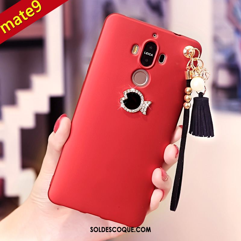 Coque Huawei Mate 9 Fluide Doux Bordure Protection Rouge Étui Pas Cher