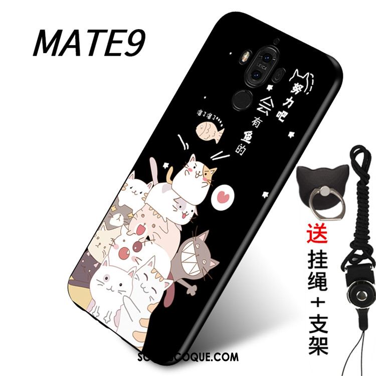 Coque Huawei Mate 9 Fluide Doux Noir Téléphone Portable Ornements Suspendus Étui Pas Cher