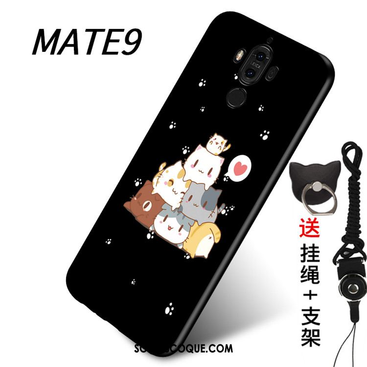 Coque Huawei Mate 9 Fluide Doux Noir Téléphone Portable Ornements Suspendus Étui Pas Cher