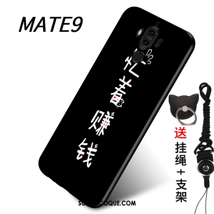 Coque Huawei Mate 9 Fluide Doux Noir Téléphone Portable Ornements Suspendus Étui Pas Cher