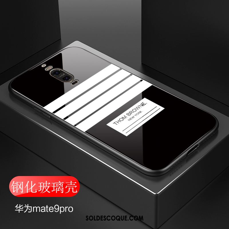 Coque Huawei Mate 9 Pro Blanc Mode Luxe Noir Verre Trempé En Ligne