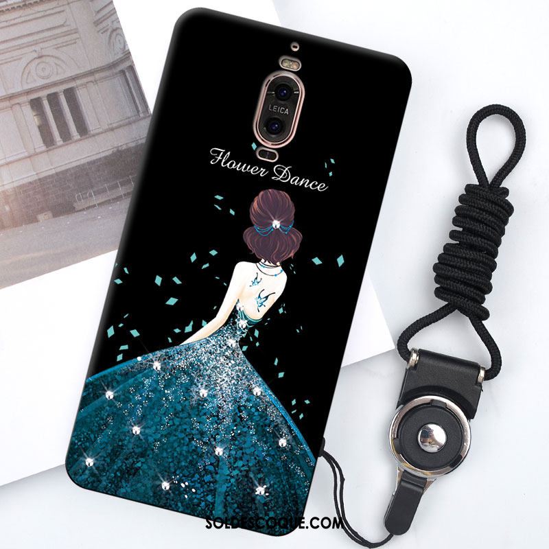 Coque Huawei Mate 9 Pro Incassable Ornements Suspendus Silicone Fluide Doux Noir Pas Cher