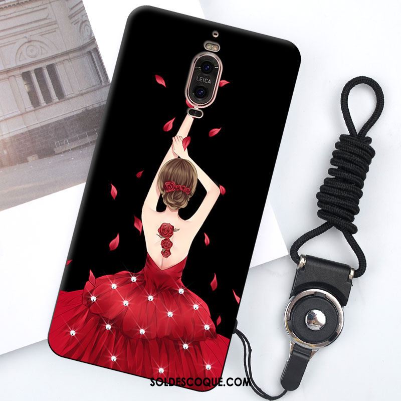 Coque Huawei Mate 9 Pro Incassable Ornements Suspendus Silicone Fluide Doux Noir Pas Cher