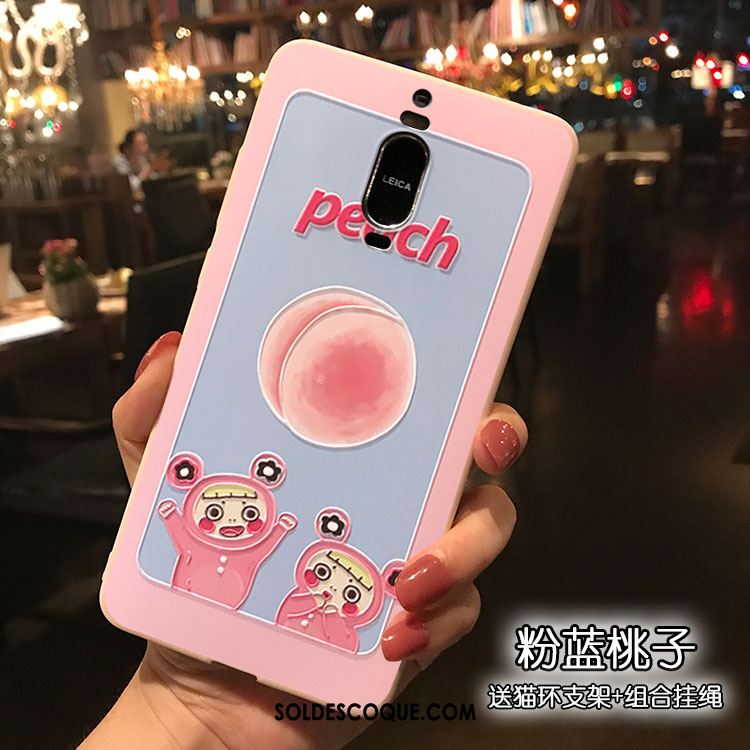 Coque Huawei Mate 9 Pro Rose Support Téléphone Portable Étui Dessin Animé Pas Cher
