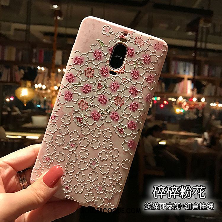 Coque Huawei Mate 9 Pro Vert Silicone Délavé En Daim Gaufrage Rose Pas Cher