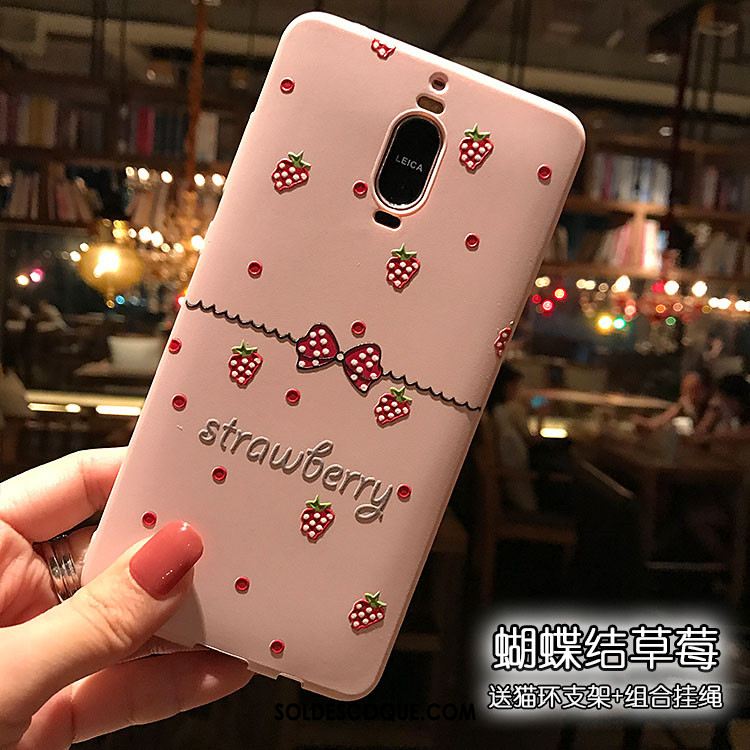 Coque Huawei Mate 9 Pro Vert Silicone Délavé En Daim Gaufrage Rose Pas Cher