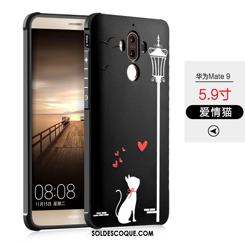 Coque Huawei Mate 9 Protection Noir Silicone Délavé En Daim Téléphone Portable Soldes