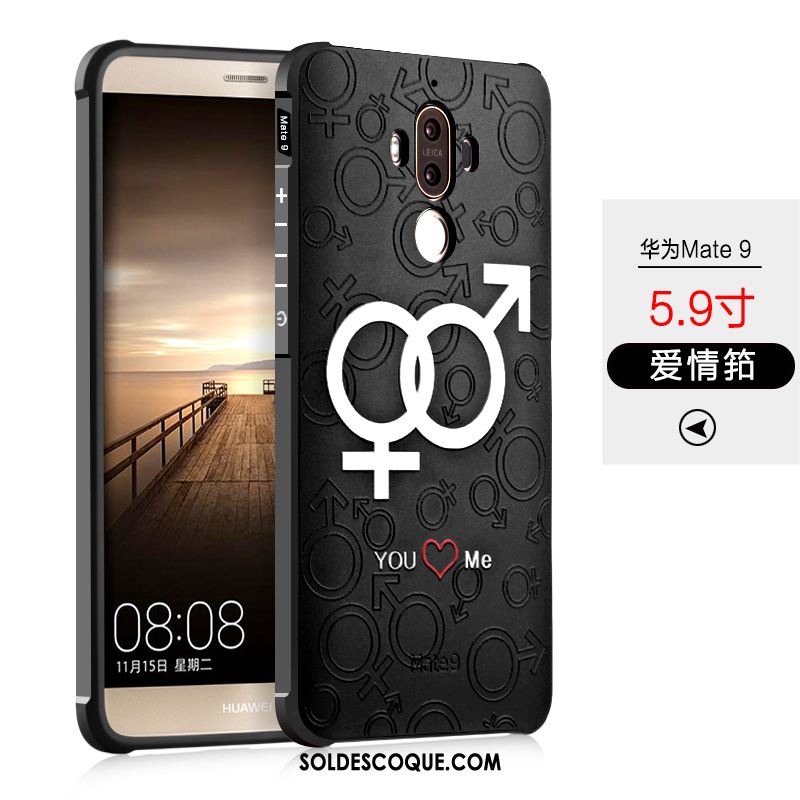 Coque Huawei Mate 9 Protection Noir Silicone Délavé En Daim Téléphone Portable Soldes