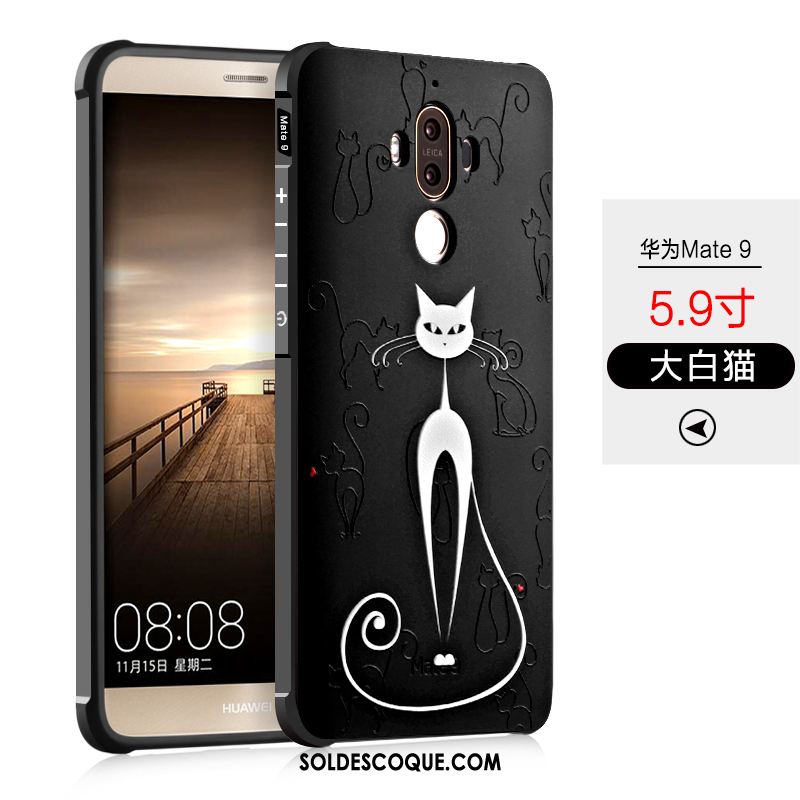 Coque Huawei Mate 9 Protection Noir Silicone Délavé En Daim Téléphone Portable Soldes