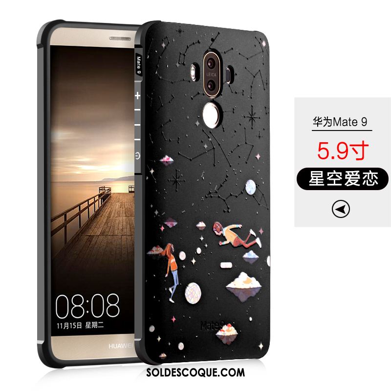 Coque Huawei Mate 9 Protection Noir Silicone Délavé En Daim Téléphone Portable Soldes