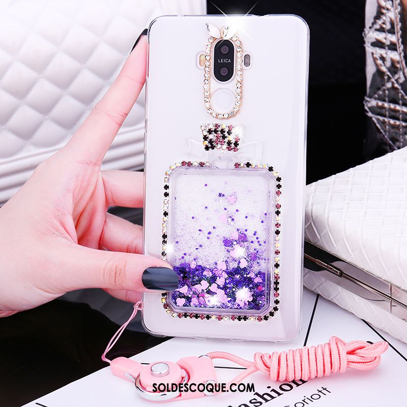 Coque Huawei Mate 9 Téléphone Portable Fluide Doux Quicksand Strass Ornements Suspendus Soldes