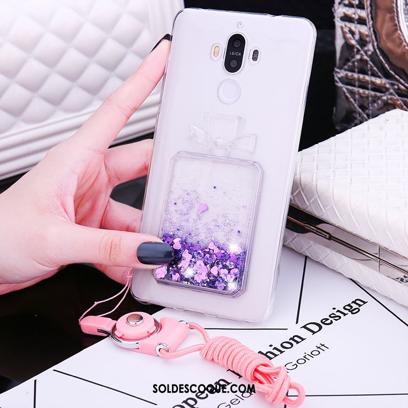 Coque Huawei Mate 9 Téléphone Portable Fluide Doux Quicksand Strass Ornements Suspendus Soldes