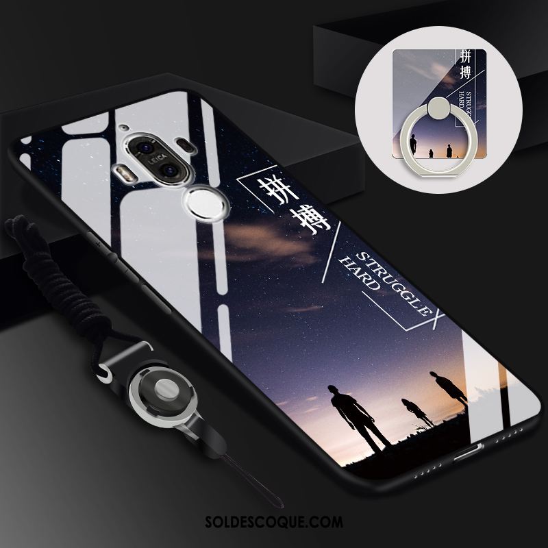 Coque Huawei Mate 9 Verre Trempé Difficile Téléphone Portable Étui Noir Pas Cher