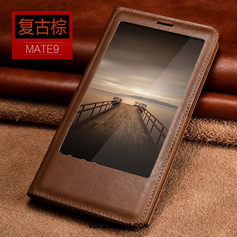 Coque Huawei Mate 9 Vintage Cuir Véritable Étui En Cuir Téléphone Portable Pas Cher