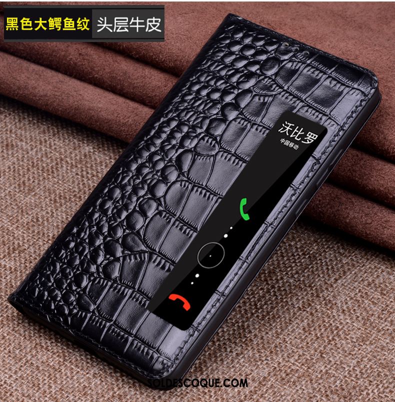 Coque Huawei Mate Rs Protection Noir Cuir Véritable Dormance Étui Soldes