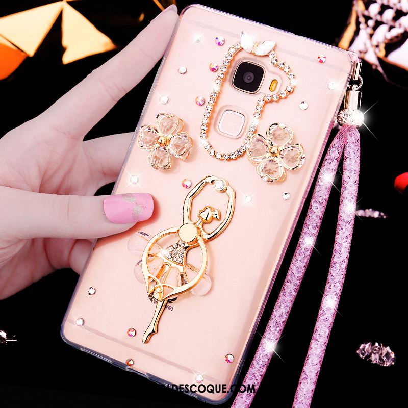 Coque Huawei Mate S Ballet Rose Incruster Strass Incassable Transparent Soldes