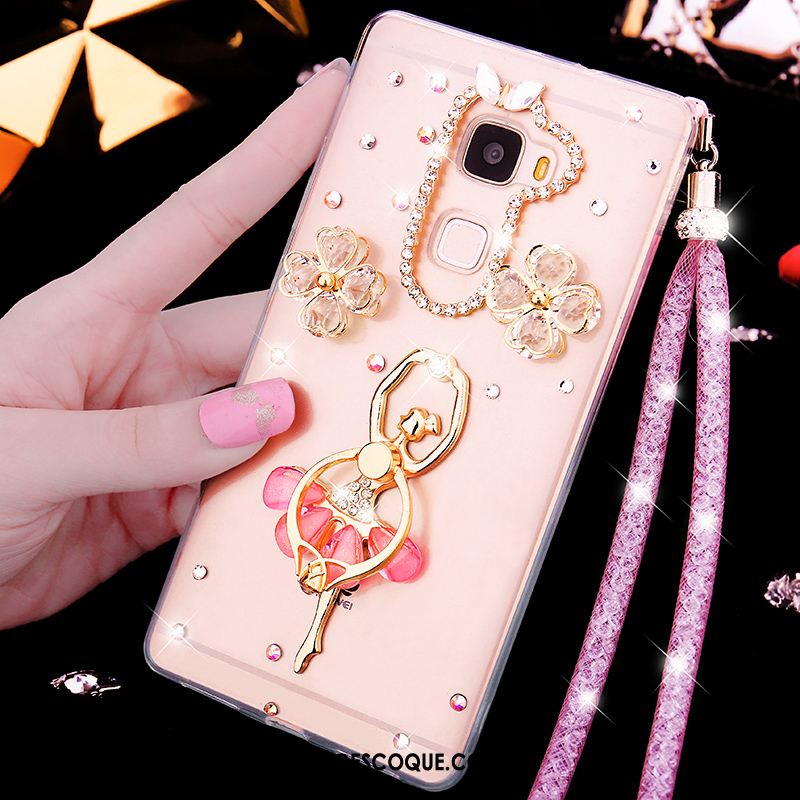 Coque Huawei Mate S Ballet Rose Incruster Strass Incassable Transparent Soldes