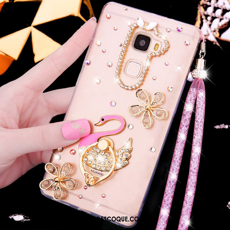 Coque Huawei Mate S Ballet Rose Incruster Strass Incassable Transparent Soldes