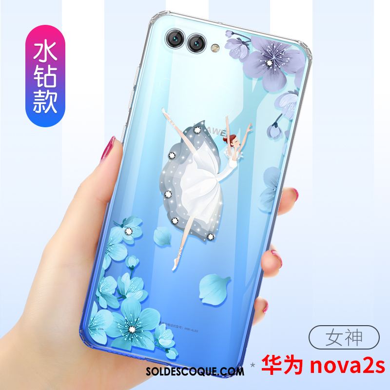 Coque Huawei Nova 2s Charmant Marque De Tendance Luxe Silicone Bleu Pas Cher