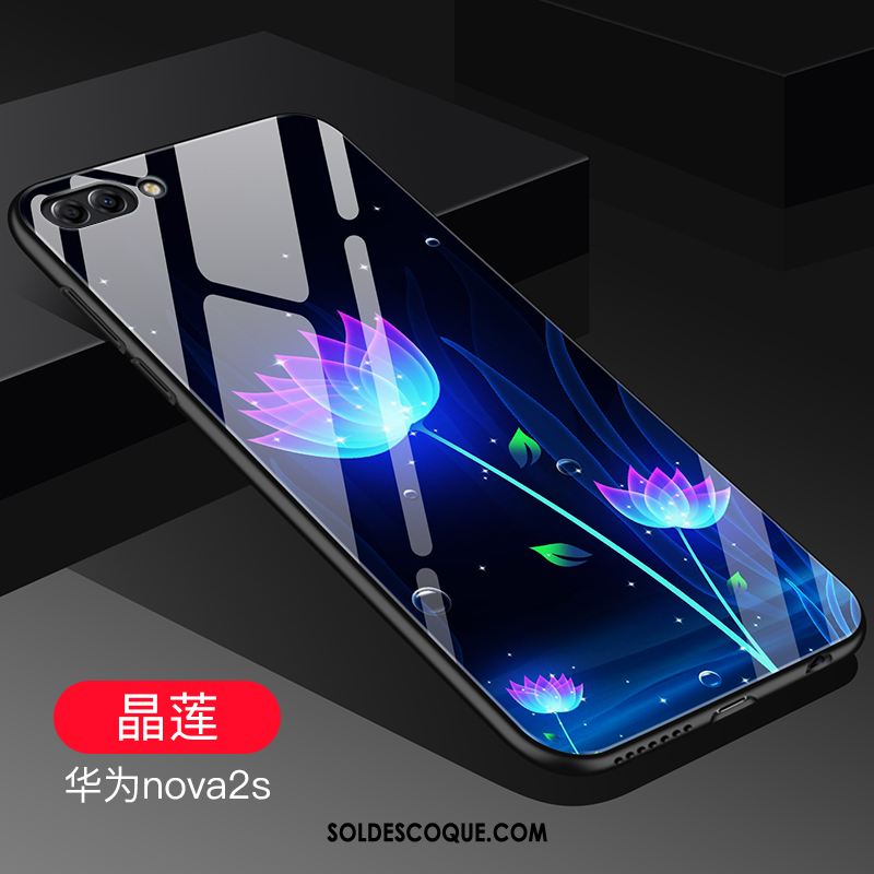 Coque Huawei Nova 2s Délavé En Daim Silicone Marque De Tendance Bleu Verre Pas Cher