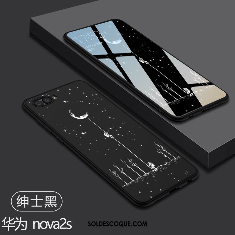 Coque Huawei Nova 2s Noir Dessin Animé Protection Fluide Doux Très Mince Pas Cher