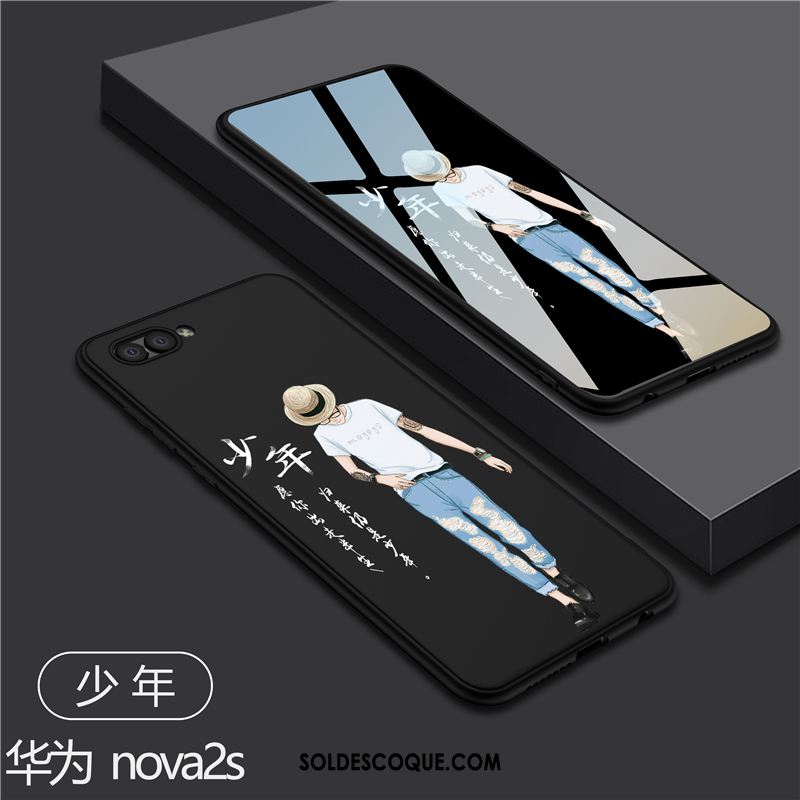 Coque Huawei Nova 2s Noir Dessin Animé Protection Fluide Doux Très Mince Pas Cher
