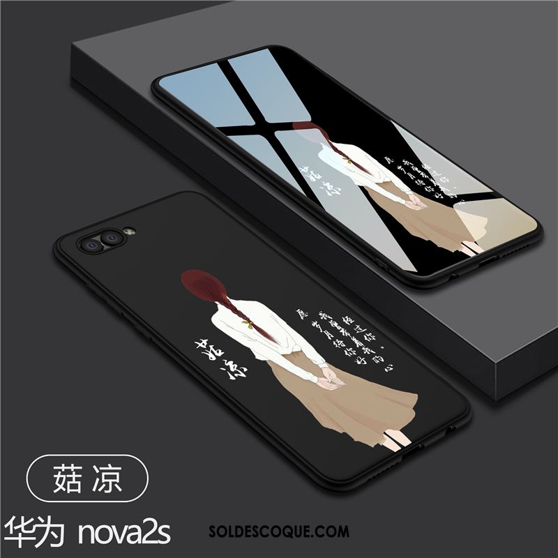 Coque Huawei Nova 2s Noir Dessin Animé Protection Fluide Doux Très Mince Pas Cher