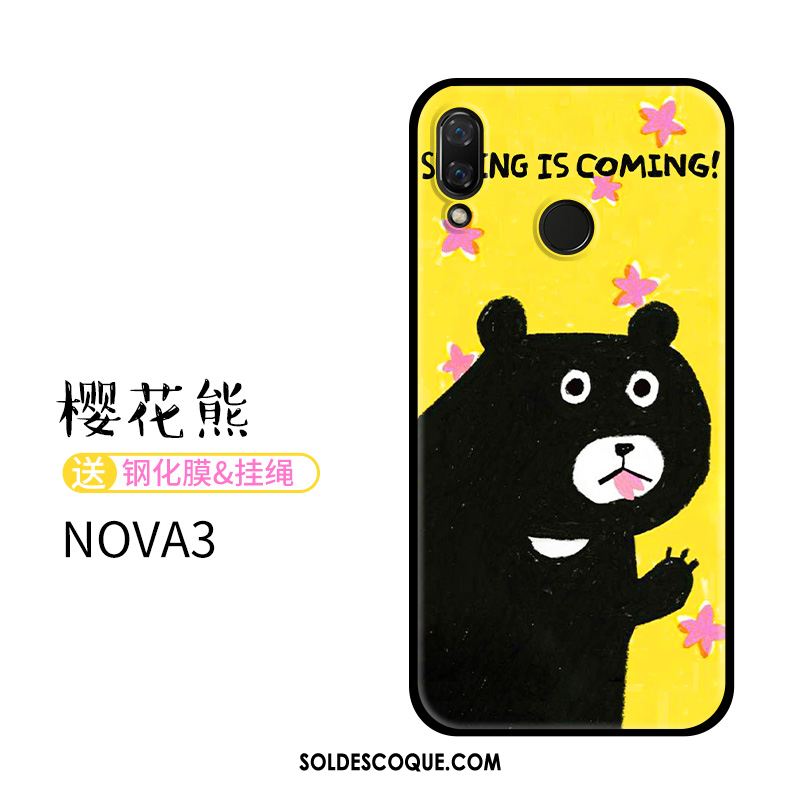 Coque Huawei Nova 3 Bleu Gaufrage Dessin Animé Téléphone Portable Silicone Soldes