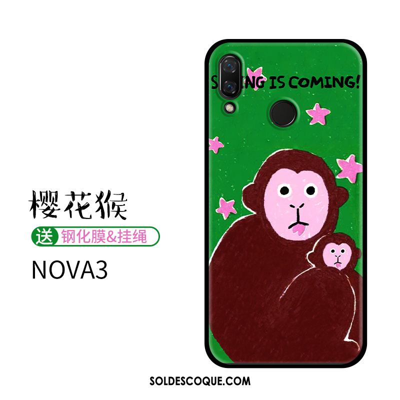 Coque Huawei Nova 3 Bleu Gaufrage Dessin Animé Téléphone Portable Silicone Soldes