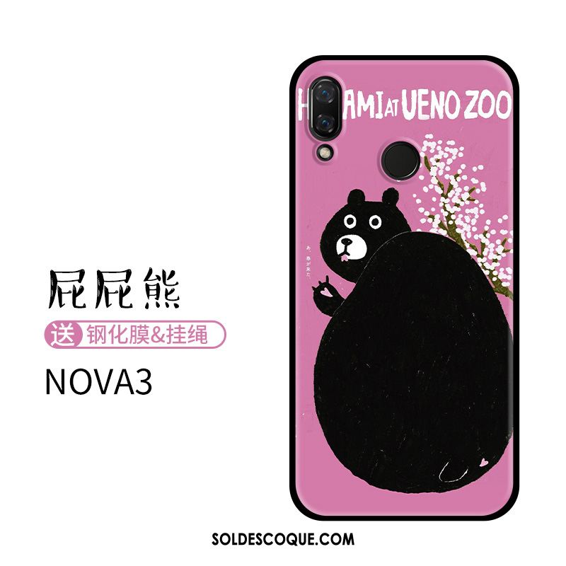 Coque Huawei Nova 3 Bleu Gaufrage Dessin Animé Téléphone Portable Silicone Soldes