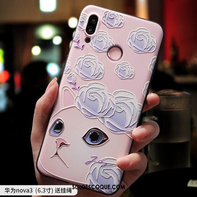 Coque Huawei Nova 3 Dessin Animé Créatif Étui Très Mince Ornements Suspendus Housse Pas Cher