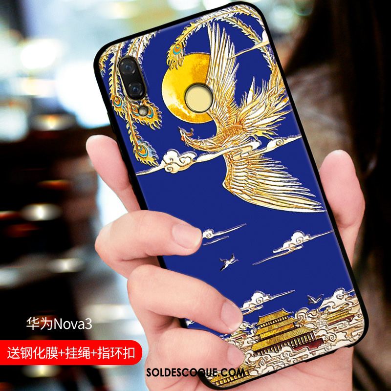 Coque Huawei Nova 3 Personnalité Délavé En Daim Incassable Bleu Légère En Vente