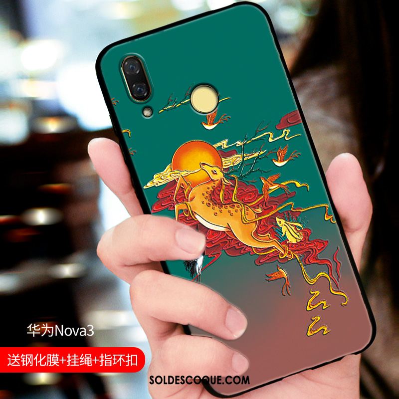 Coque Huawei Nova 3 Personnalité Délavé En Daim Incassable Bleu Légère En Vente