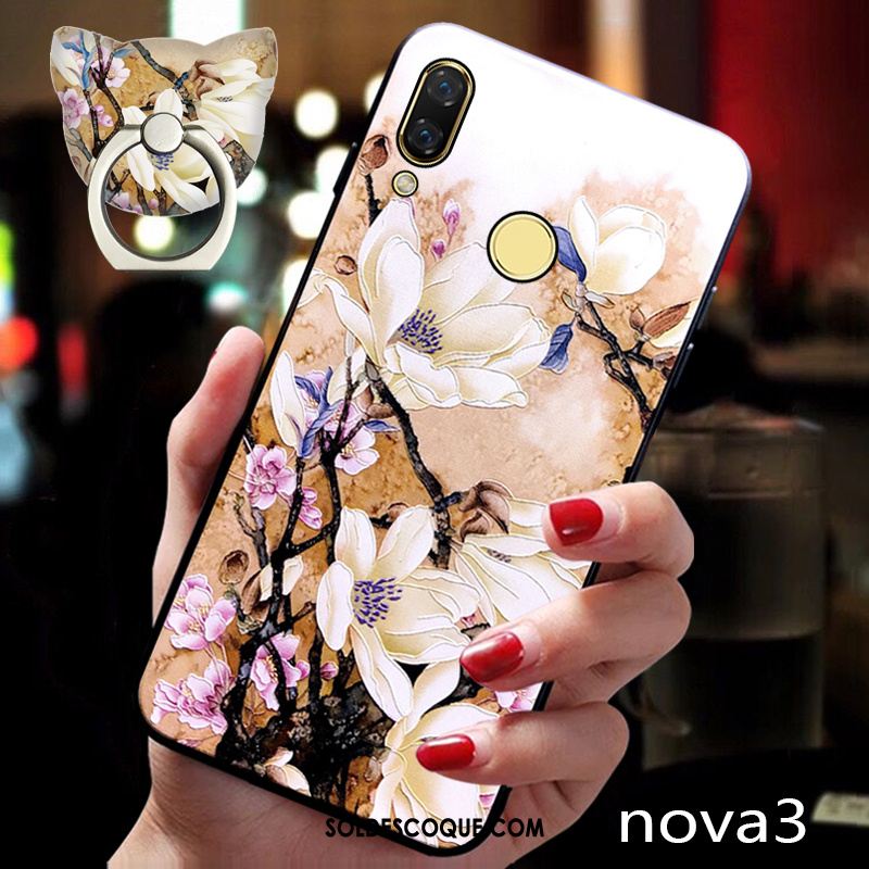 Coque Huawei Nova 3 Tout Compris Anneau Silicone Délavé En Daim Très Mince France