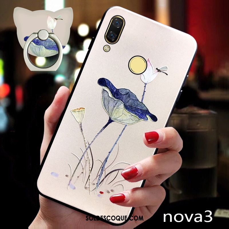 Coque Huawei Nova 3 Tout Compris Anneau Silicone Délavé En Daim Très Mince France